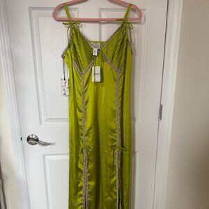 NWT Betsey Johnson x Forever 21 Plus Green and Purple Satin Slip Dress Size OX